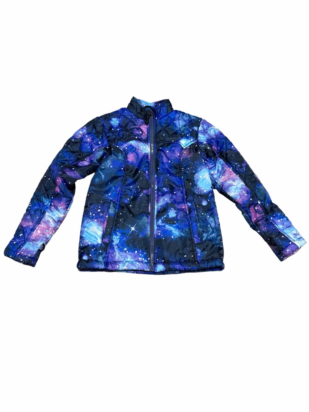 Magellan Girls Quilted Jacket | Blue & Purple Galaxy Print  | Size Small
